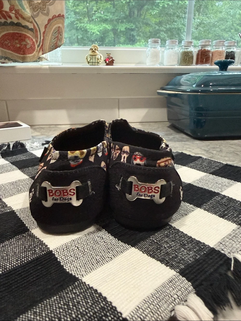 Skechers Black Slip-On Flats with Cute Doggy faces and Orange Insole. - Picture 6 of 6
